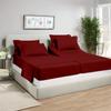 5 Pcs Split Bed Sheet Set + Duvet Cover with Zipper Closure & Corner Ties 100% Combed Cotton 600 TC Split Cal-King Size Sheet Set For Adjustable Bed All Around Fitted Upto 14" DP(6 PC | Burgundy) view 2