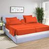 5 Pcs Split Bed Sheet Set + Duvet Cover with Zipper Closure & Corner Ties 100% Combed Cotton 600 TC Split Cal-King Size Sheet Set For Adjustable Bed All Around Fitted Upto 14" DP(6 PC | Orange) view 2