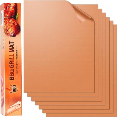 SKYBD Copper Grill Mats for Outdoor GrillSet of 6), Nonstick & Easy to Clean BBQ Grilling Sheets, Reusable & Heavy Duty Mats Works on Outdoor Gas, Electric, Charcoal Grill