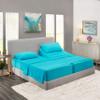 5 Pcs Split Bed Sheet Set + Duvet Cover with Zipper Closure & Corner Ties 100% Combed Cotton 600 TC Split Cal-King Size Sheet Set For Adjustable Bed All Around Fitted Upto 14" DP(6 PC | Beach Blue) view 2