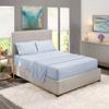5 Pcs Split Bed Sheet Set + Duvet Cover with Zipper Closure & Corner Ties 100% Combed Cotton 600 TC Split Cal-King Size Sheet Set For Adjustable Bed All Around Fitted Upto 14" DP(6 PC | Ice Blue) view 1