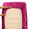 5 Pcs Split Bed Sheet Set + Duvet Cover with Zipper Closure & Corner Ties 100% Combed Cotton 600 TC Split Cal-King Size Sheet Set For Adjustable Bed All Around Fitted Upto 15" DP(6 PC | Magenta) view 3