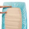 5 Pcs Split Bed Sheet Set + Duvet Cover with Zipper Closure & Corner Ties 100% Combed Cotton 600 TC Split King Size Sheet Set For Adjustable Bed All Around Fitted Upto 14" DP(6 PC | Baby Blue) view 3