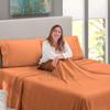 5 Pcs Split Bed Sheet Set + Duvet Cover with Zipper Closure & Corner Ties 100% Combed Cotton 600 TC Split Cal-King Size Sheet Set For Adjustable Bed All Around Fitted Upto 14" DP(6 PC | Rust) view 2