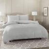 5 Pcs Split Bed Sheet Set + Duvet Cover with Zipper Closure & Corner Ties 100% Combed Cotton 600 TC Split King Size Sheet Set For Adjustable Bed All Around Fitted Upto 14" DP(6 PC | Silver Grey) view 4