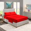 5 Pcs Split Bed Sheet Set + Duvet Cover with Zipper Closure & Corner Ties 100% Combed Cotton 600 TC Split Cal-King Size Sheet Set For Adjustable Bed All Around Fitted Upto 14" DP(6 PC | Cherry Red) view 1