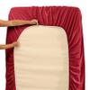 5 Pcs Split Bed Sheet Set + Duvet Cover with Zipper Closure & Corner Ties 100% Combed Cotton 600 TC Split King Size Sheet Set For Adjustable Bed All Around Fitted Upto 16" DP(6 PC | Burgundy) view 3