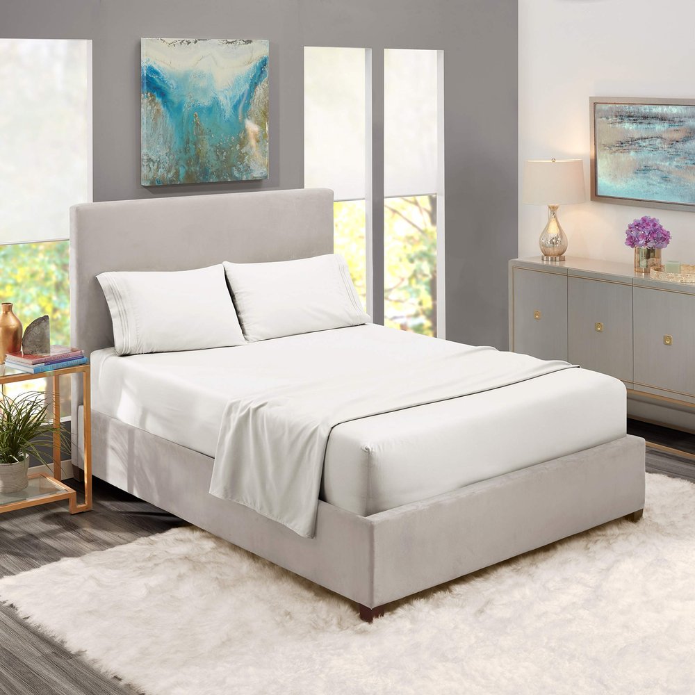 5 Pcs Split Bed Sheet Set + Duvet Cover with Zipper Closure & Corner Ties 100% Combed Cotton 600 TC Split Cal-King Size Sheet Set For Adjustable Bed All Around Fitted Upto 16" DP(6 PC | White)