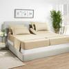 5 Pcs Split Bed Sheet Set + Duvet Cover with Zipper Closure & Corner Ties 100% Combed Cotton 600 TC Split King Size Sheet Set For Adjustable Bed All Around Fitted Upto 15" DP(6 PC | Beige Cream) view 2