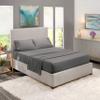 5 Pcs Split Bed Sheet Set + Duvet Cover with Zipper Closure & Corner Ties 100% Combed Cotton 600 TC Split Cal-King Size Sheet Set For Adjustable Bed All Around Fitted Upto 15" DP(6 PC | Charcoal) view 1