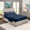 5 Pcs Split Bed Sheet Set + Duvet Cover with Zipper Closure & Corner Ties 100% Combed Cotton 600 TC Split King Size Sheet Set For Adjustable Bed All Around Fitted Upto 15" DP(6 PC | Navy Blue) view 1