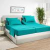 5 Pcs Split Bed Sheet Set + Duvet Cover with Zipper Closure & Corner Ties 100% Combed Cotton 600 TC Split King Size Sheet Set For Adjustable Bed All Around Fitted Upto 15" DP(6 PC | Teal) view 2