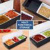 3 Compartment Garnish Tray with Lid, Plastic Bar Fruit Caddy Veggie Condiment Container Ice Chilled Serving Tray for Bartenders, Serving Taco, Ice Cream, Salad Bar Topping Organizer view 3