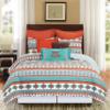 C&F Home Aqua Valley 2 Piece Twin Quilt Set Orange Geometric Print 100% Cotton Lightweight Machine Washable Reversible Bedspread Coverlet Twin 2 Piece Set Orange view 2
