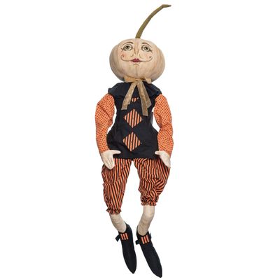 C&F Home Halloween Armand Pumpkin Harvest Large Folk Art Doll Collectible Joe Spencer Gathered Traditions Home Decor Figures Figurines 10" x 8" x 45" Orange