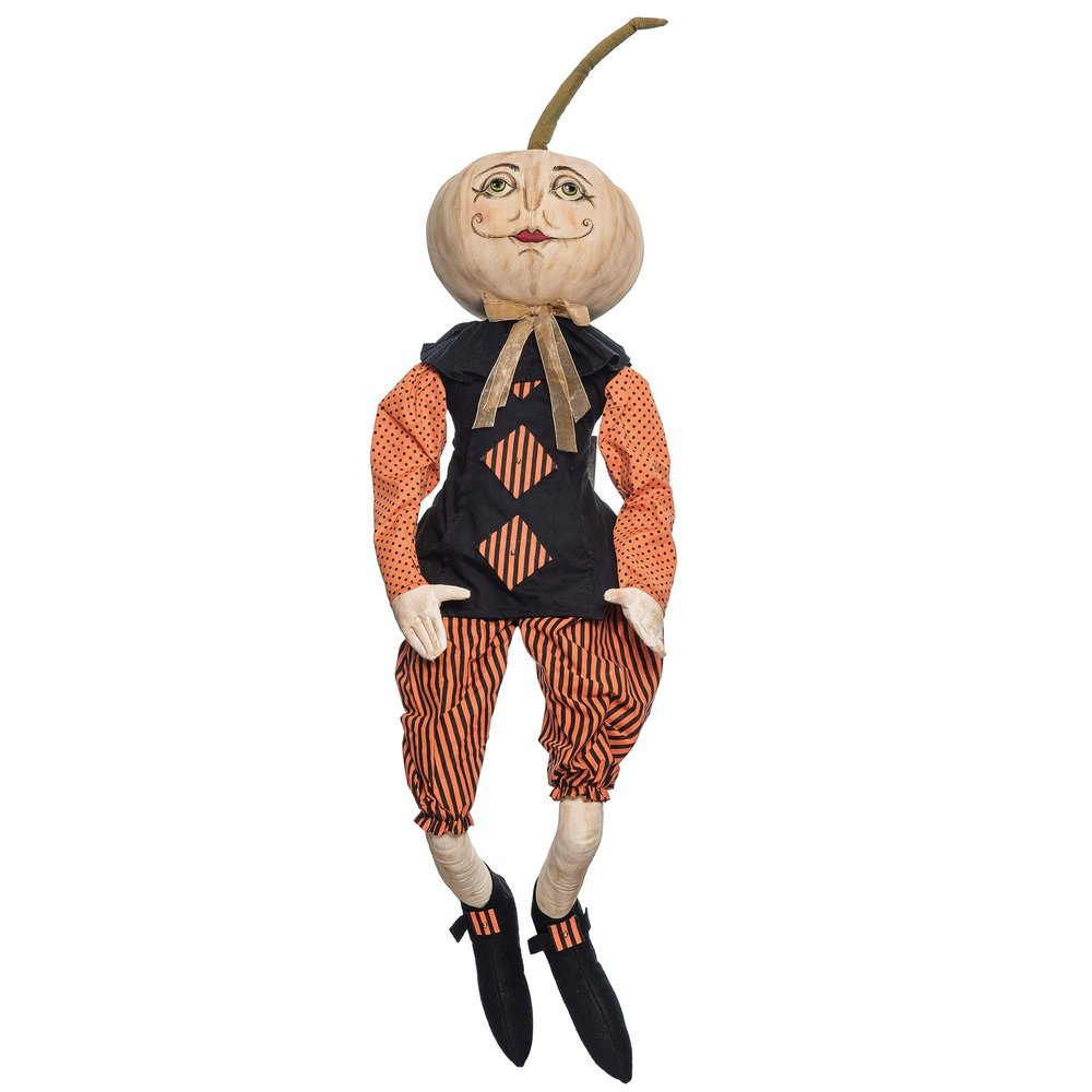 C&F Home Halloween Armand Pumpkin Harvest Large Folk Art Doll Collectible Joe Spencer Gathered Traditions Home Decor Figures Figurines 10" x 8" x 45" Orange