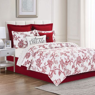 C&F Home Colonial Williamsburg Arcadia Crimson Red Twin Quilt Set Machine Washable Reversible Cotton Quilt Set Twin 2 Piece Set Crimson