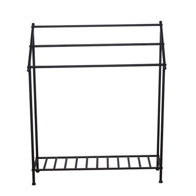 C&F Home Iron 3-Rung Blanket & Quilt Storage Organizer Rack 30" x 36" All Seasons Spring Fall Winter Home Living Room Bedroom Fireplace Sturdy Decor Decoration 30 x36 inches Black