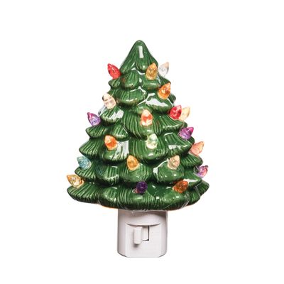 C&F Home Festive Christmas Tree Plug-in Night Light Xmas Winter Holidays Home Hallway Living Room Bedroom Bathroom Nightlights Premium Decor Decoration L4 X W3.3 X H5.7 Green