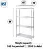 Regal Altair 21" Deep x 48" Wide x 54" High 4 Tier Chrome Wire Shelving Kit | NSF Commercial Storage Rack Unit view 2
