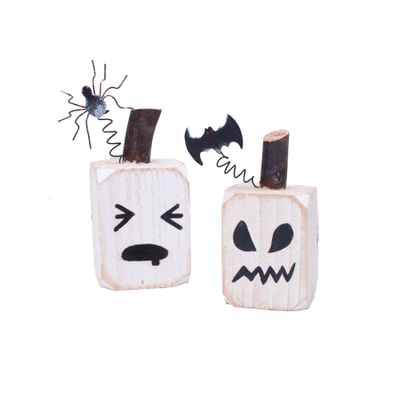 C&F Home Halloween Ghost Block Assortment of 3 A/3 Decor Decoration 1.75" x 1.75" x 4.5" White