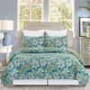 C&F Home Violet Purple Blue & Green Flora Reversible Herringbone Full/Queen Quilt Set Machine Washable Cotton Quilt Set Full/Queen 3 Piece Set Blue view 4