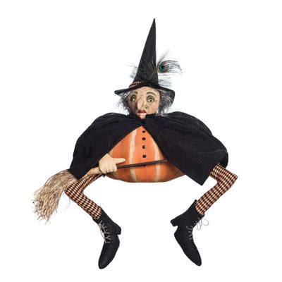 C&F Home Halloween Gourdisha Pumpkin Witch Folk Art Doll Collectible Joe Spencer Gathered Traditions Home Decor Figures Figurines 23" x 12" x 27" Multicolored