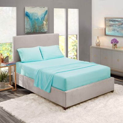 5 Pcs Split Bed Sheet Set + Duvet Cover with Zipper Closure & Corner Ties 100% Combed Cotton 600 TC Split Cal-King Size Sheet Set For Adjustable Bed All Around Fitted Upto 15" DP(6 PC | Baby Blue)