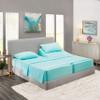 5 Pcs Split Bed Sheet Set + Duvet Cover with Zipper Closure & Corner Ties 100% Combed Cotton 600 TC Split Cal-King Size Sheet Set For Adjustable Bed All Around Fitted Upto 15" DP(6 PC | Baby Blue) view 2