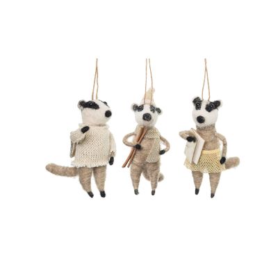 C&F Home Backpacking Badgers Set of 3 0.93" x 1.08" x 1.86" Grey