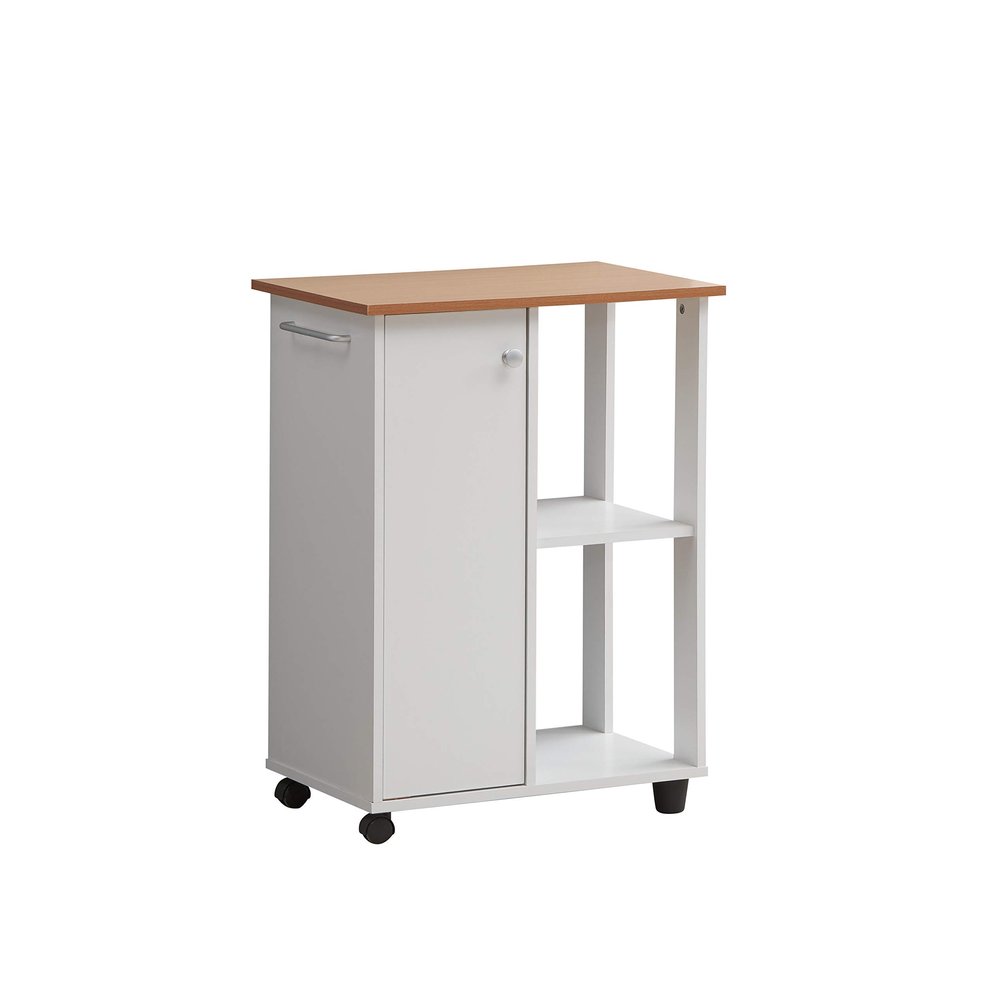 Hodedah 23.6"" Wide Open Shelves and Cabinet Space Kitchen Cart, White (HIK73 White)