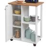 Hodedah 23.6"" Wide Open Shelves and Cabinet Space Kitchen Cart, White (HIK73 White) view 4