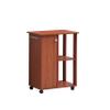 Hodedah 23.6"" Wide Open Shelves and Cabinet Space Kitchen Cart, Cherry (HIK73 Cherry) view 1