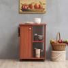 Hodedah 23.6"" Wide Open Shelves and Cabinet Space Kitchen Cart, Cherry (HIK73 Cherry) view 3