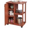 Hodedah 23.6"" Wide Open Shelves and Cabinet Space Kitchen Cart, Cherry (HIK73 Cherry) view 4
