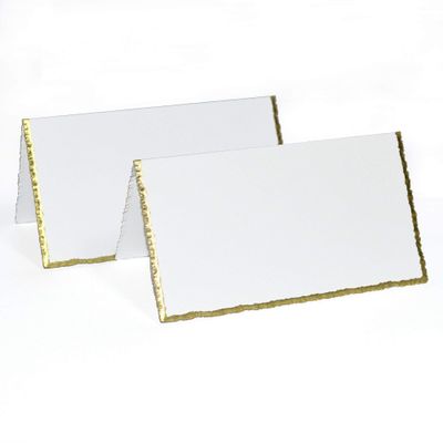 Radiant White Gold Edge Deckle Place Card - LCI Smooth 100C, 25 Pack