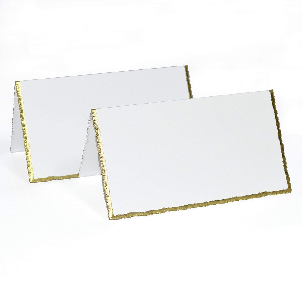 Radiant White Gold Edge Deckle Place Card - LCI Smooth 100C, 25 Pack