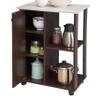Hodedah 23.6"" Wide Open Shelves and Cabinet Space Kitchen Cart, Chocolate-Grey (HIK73 Chocolate-Grey) view 4