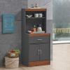 Hodedah 54"" Tall Open Shelves, 1-Drawer and Bottom Enclosed Storage, Grey-Oak Kitchen Cabinet view 2