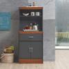 Hodedah 54"" Tall Open Shelves, 1-Drawer and Bottom Enclosed Storage, Grey-Oak Kitchen Cabinet view 3