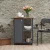 Hodedah 23.6"" Wide Open Shelves and Cabinet Space Kitchen Cart, Grey-Oak (HIK73 Grey-Oak) view 3