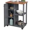 Hodedah 23.6"" Wide Open Shelves and Cabinet Space Kitchen Cart, Grey-Oak (HIK73 Grey-Oak) view 4