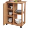 Hodedah 23.6"" Wide Open Shelves and Cabinet Space Kitchen Cart, Beech (HIK73 Beech) view 4
