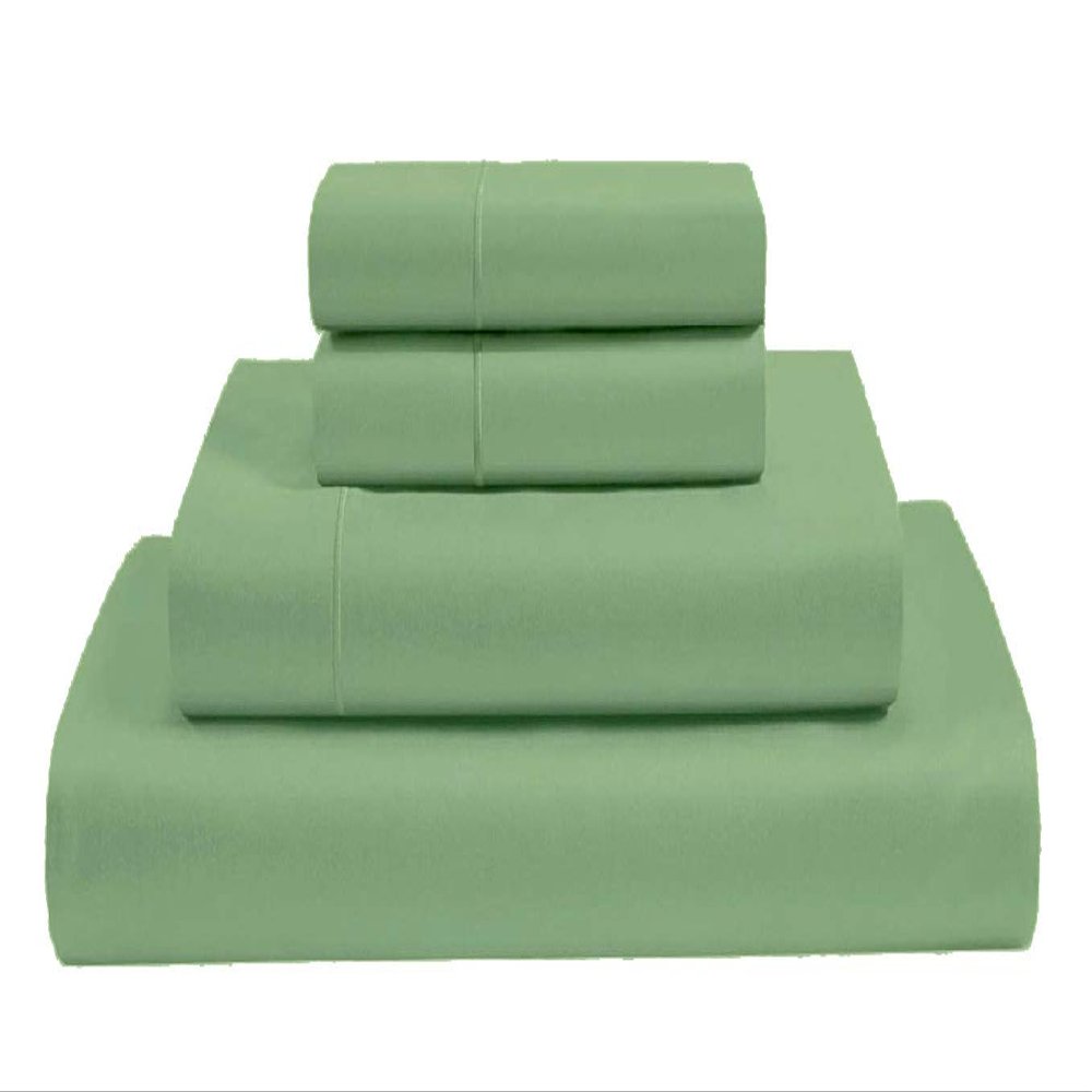 MGPS 100% Giza Egyptian Dreams Cotton, [4 PCs] 25" Extra Deep Pocket Bed Sheet Set, Giza-Cotton-My-Sheets-&-Pillow-Cases, Finest Long Staple, Soft Sateen Weave |Short Queen, Sage|