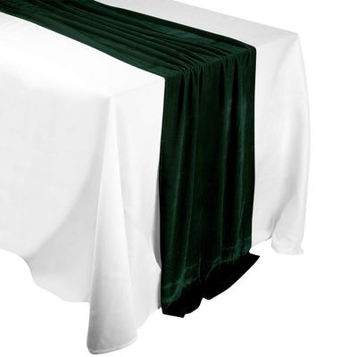 Koyal Wholesale Velvet Tablecloth, Extra Long 19 x 120-Inch Farmhouse Table Runner, Velvet Linen in Matte Emerald Green