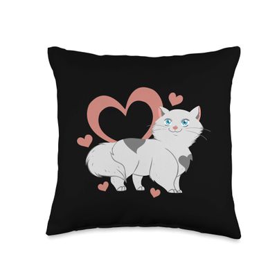 Adorable Cat Love For Valentine's Day Throw Pillow