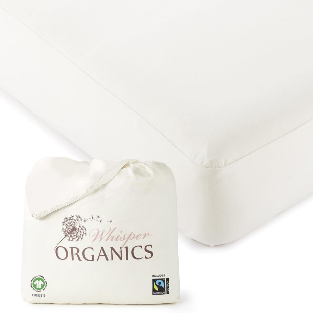 Organic Waterproof Mattress Protector Queen Size - 100% Waterproof Mattress Pad with Quiet & Breathable Triple Layer Protection - Fairtrade & GOTS Certified Durable Machine Washable Design (Queen)