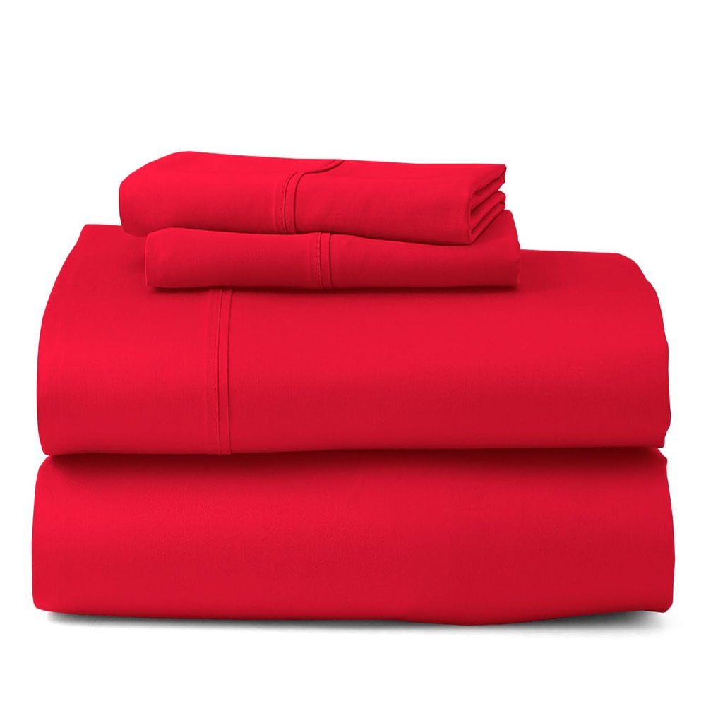 550 Thread Count Sheet Set fits Upto 11-13 Inches Deep Pocket 100% Egyptian Cotton Twin/Single Size, Red Solid