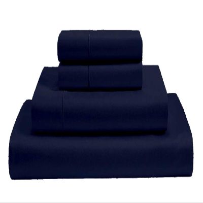 MGPS 100% Giza Egyptian Dreams Cotton, [4 PCs] 25" Extra Deep Pocket Bed Sheet Set, Giza-Cotton-My-Sheets-&-Pillow-Cases, Finest Long Staple, Soft Sateen Weave |Short Queen, Navy Blue|