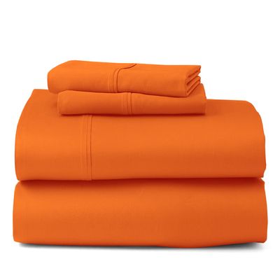 550 Thread Count Sheet Set fits Upto 11-13 Inches Deep Pocket 100% Egyptian Cotton King/Standard Size, Orange Solid (Fitted Sheet, Flat Sheet, Pillow Cases)